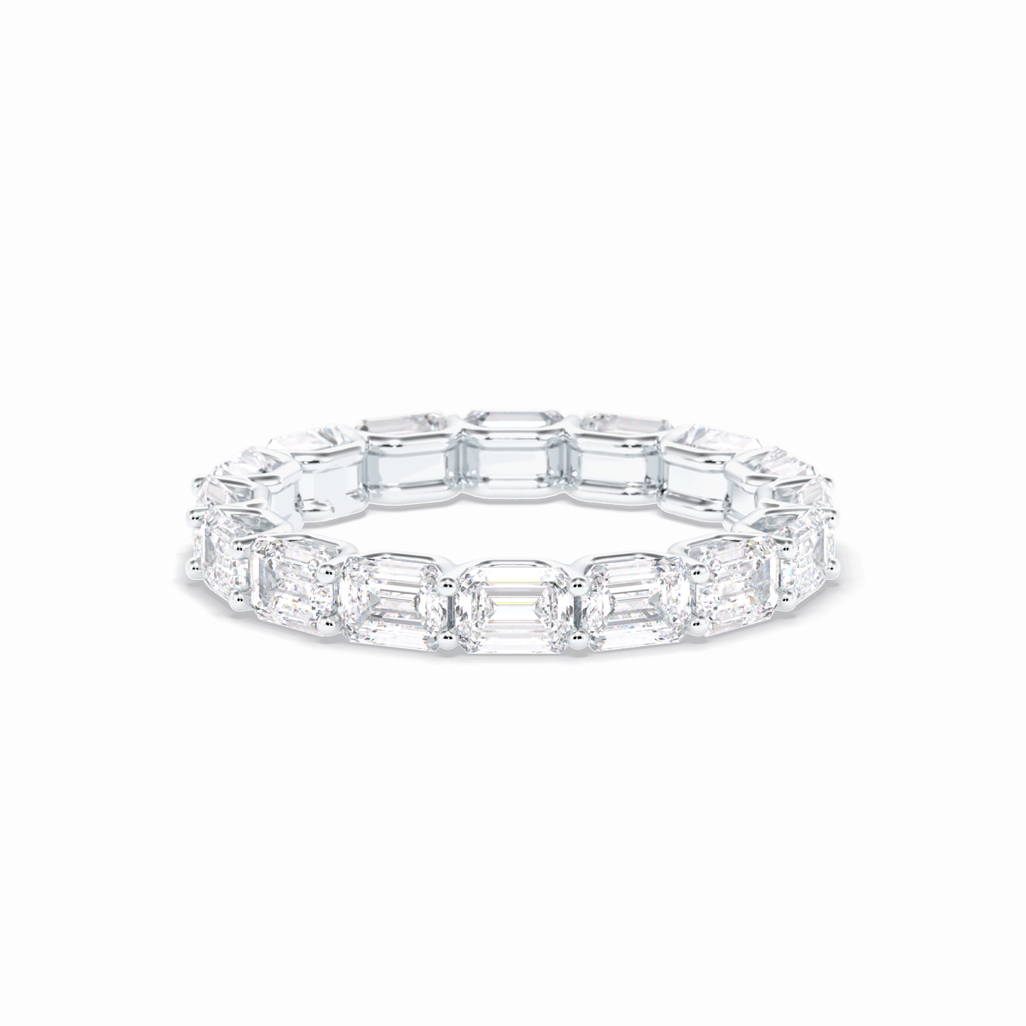 3.27 TCW Emerald Shape Full Eternity Wedding Band 3