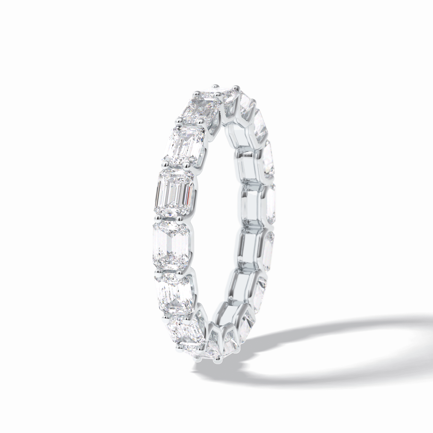 3.27 TCW Emerald Shape Full Eternity Wedding Band 5