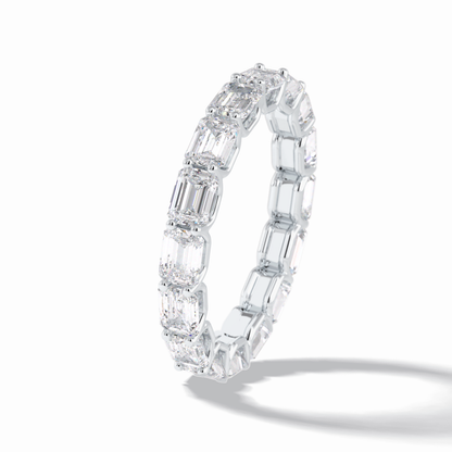 3.27 TCW Emerald Shape Full Eternity Wedding Band 6