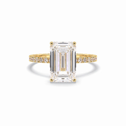 Emerald Hidden Halo & Pave Lab Grown Diamond Engagement Ring