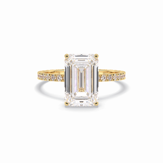 Emerald Hidden Halo & Pave Lab Grown Diamond Engagement Ring