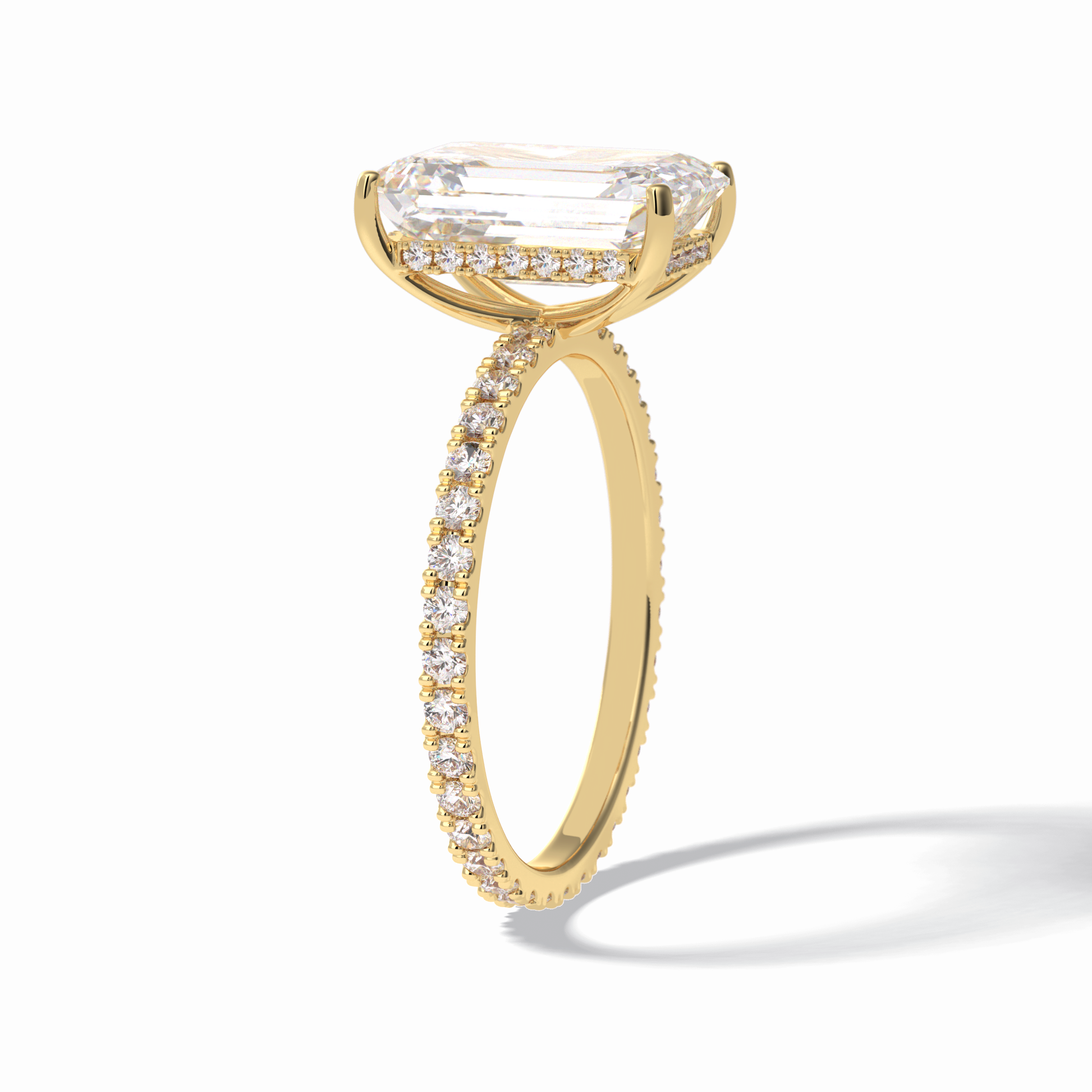 Emerald Hidden Halo & Pave Lab Grown Diamond Engagement Ring