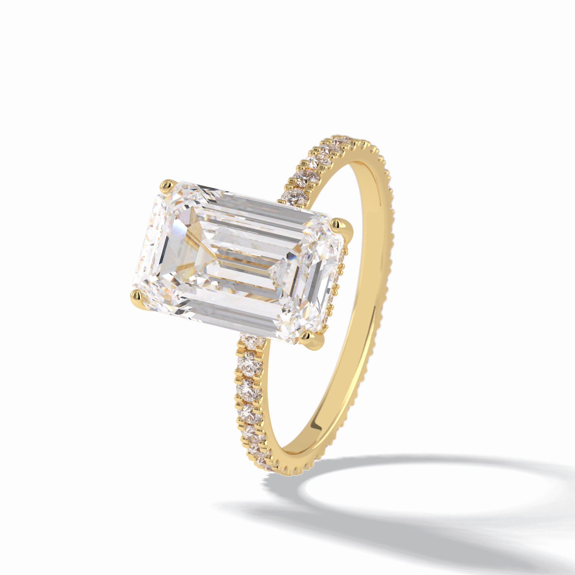 Emerald Hidden Halo & Pave Lab Grown Diamond Engagement Ring