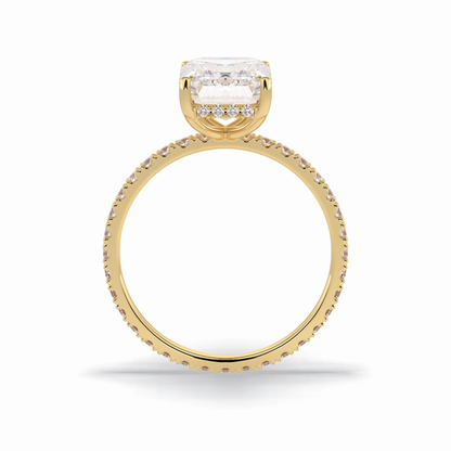 Emerald Hidden Halo & Pave Lab Grown Diamond Engagement Ring