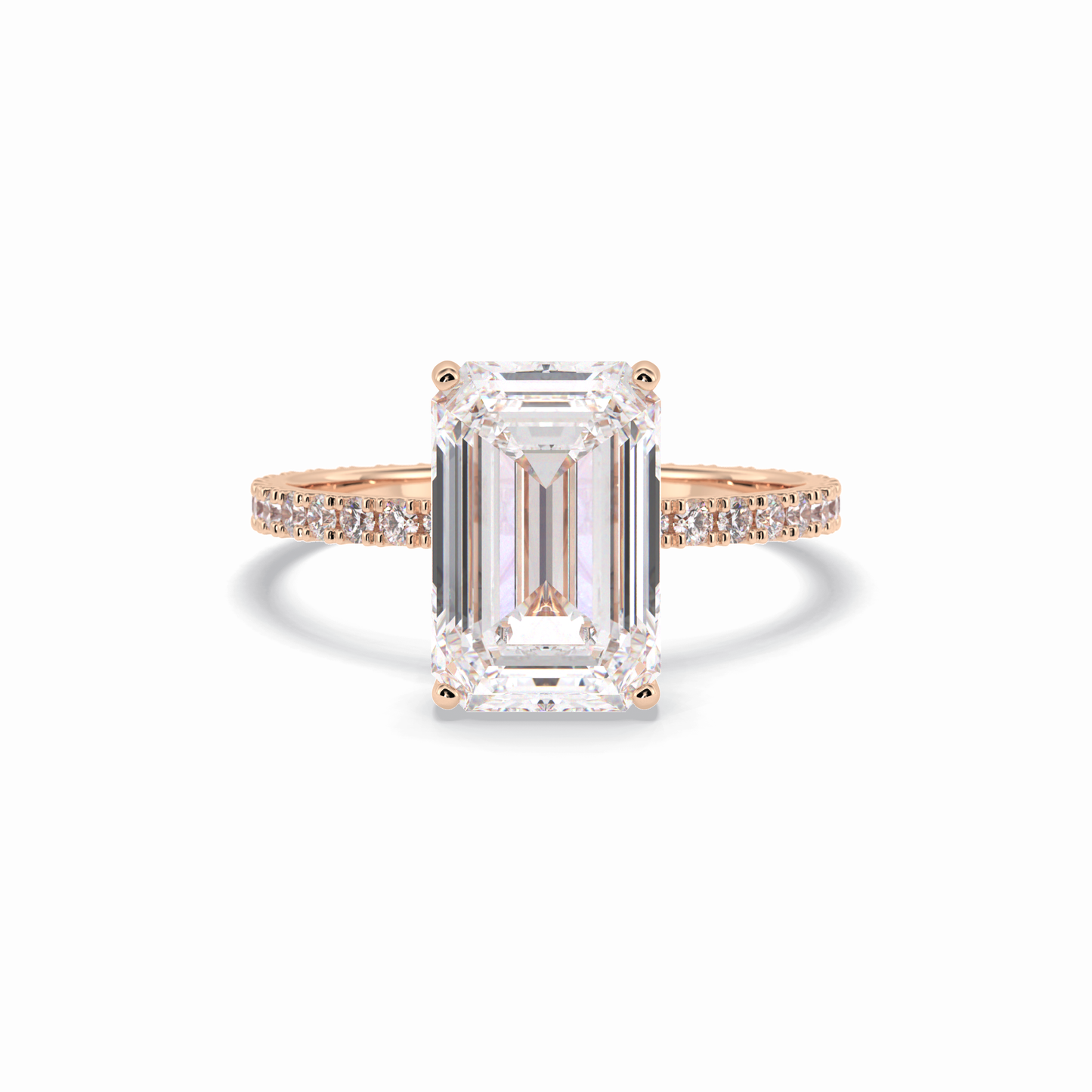 Emerald Hidden Halo & Pave Lab Grown Diamond Engagement Ring