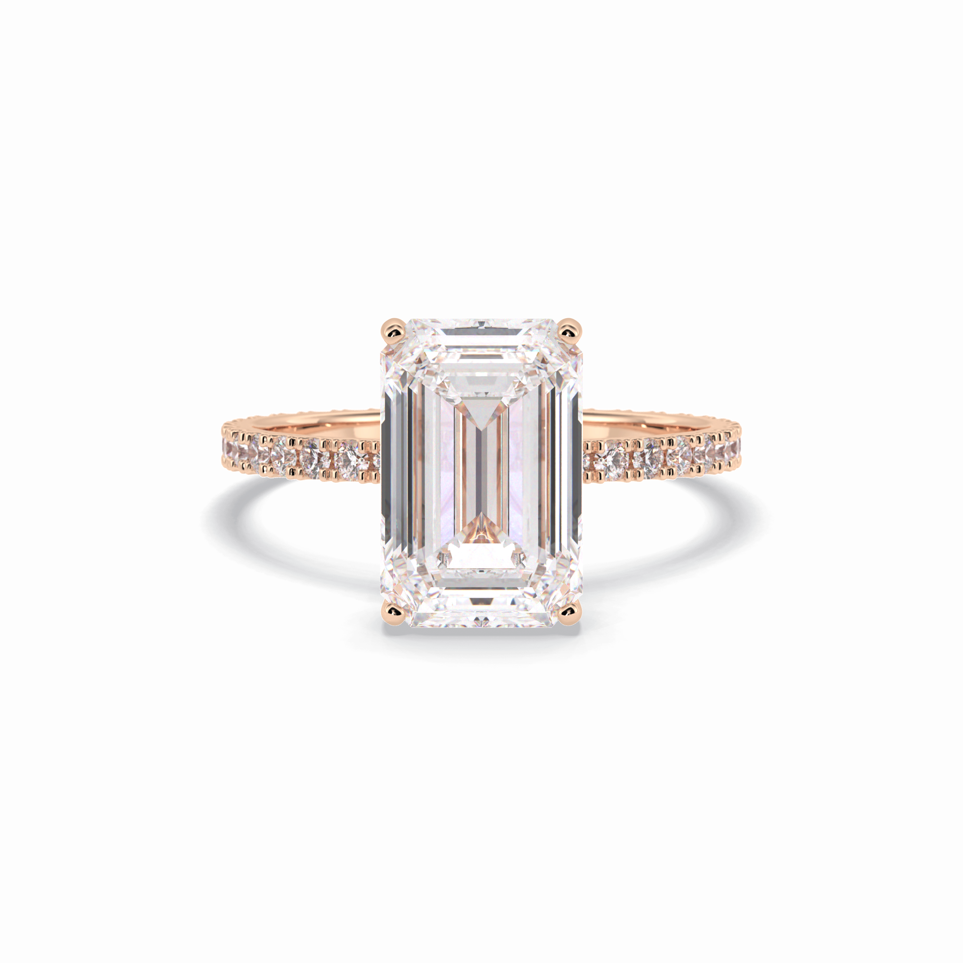 Emerald Hidden Halo & Pave Lab Grown Diamond Engagement Ring