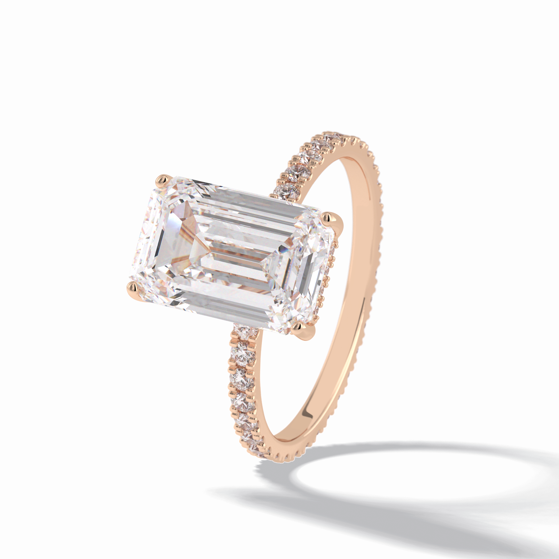 Emerald Hidden Halo & Pave Lab Grown Diamond Engagement Ring