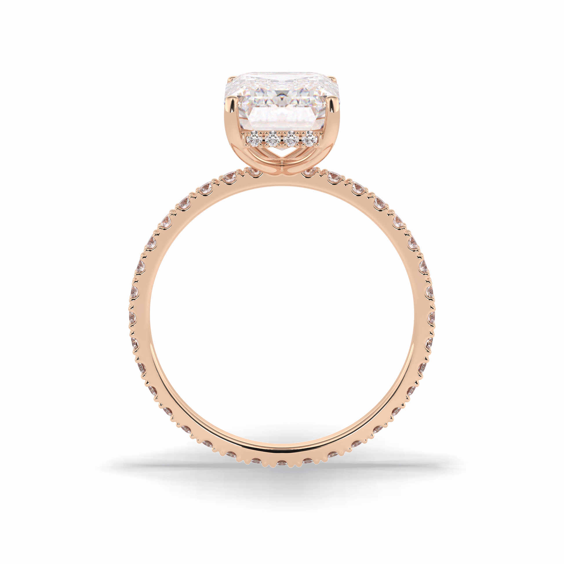 Emerald Hidden Halo & Pave Lab Grown Diamond Engagement Ring