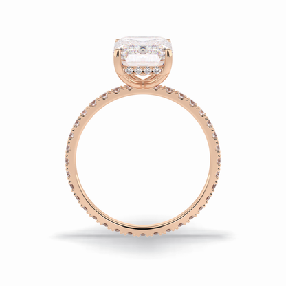 Emerald Hidden Halo & Pave Lab Grown Diamond Engagement Ring