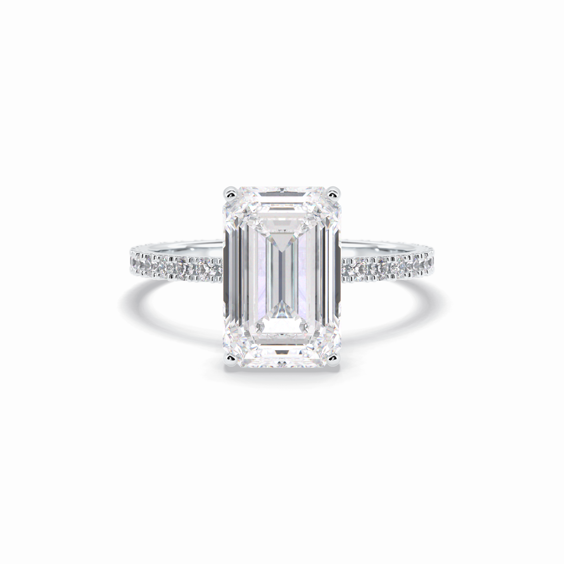 Emerald Hidden Halo & Pave Lab Grown Diamond Engagement Ring