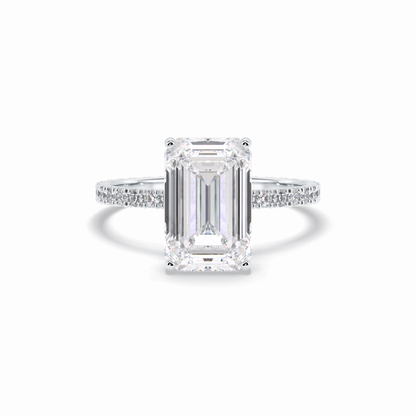 Emerald Hidden Halo & Pave Lab Grown Diamond Engagement Ring