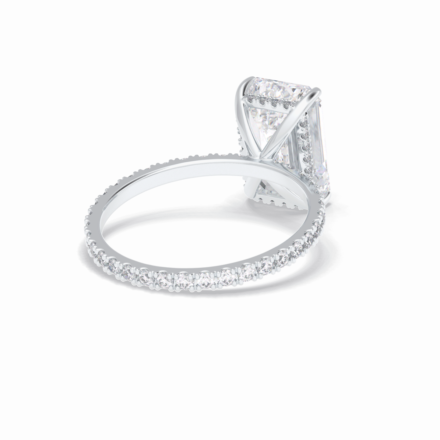 Emerald Hidden Halo & Pave Lab Grown Diamond Engagement Ring