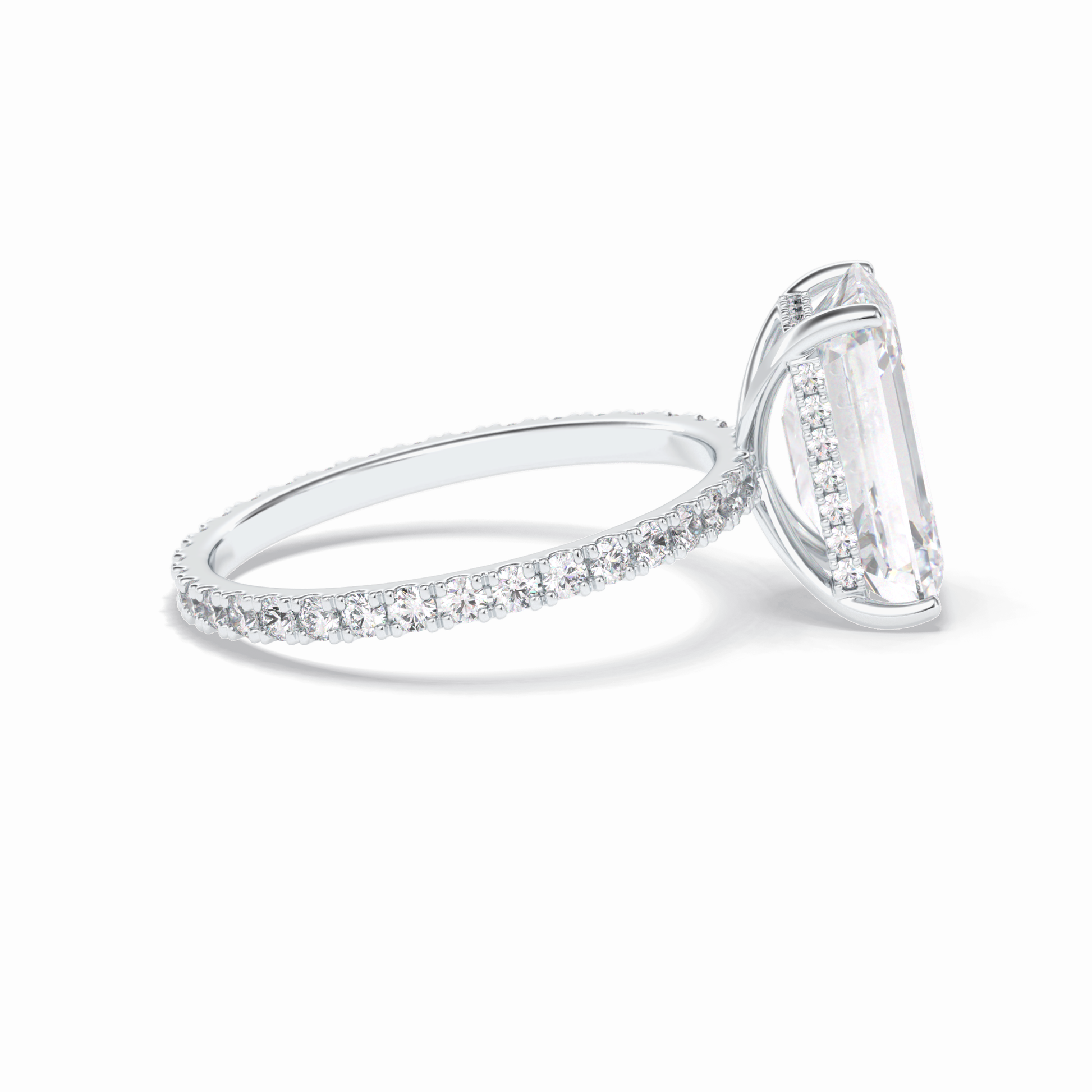 Emerald Hidden Halo & Pave Lab Grown Diamond Engagement Ring
