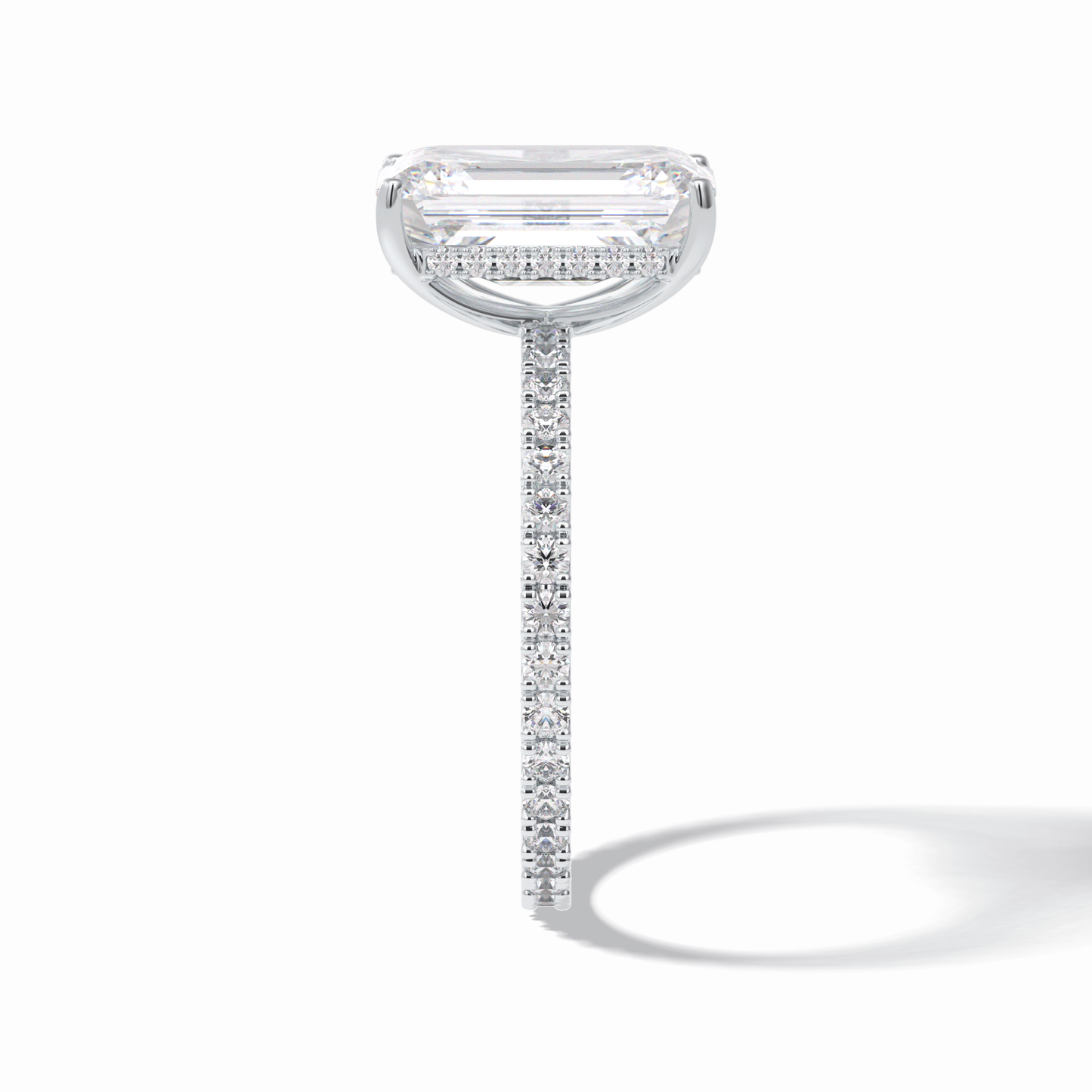 Emerald Hidden Halo & Pave Lab Grown Diamond Engagement Ring