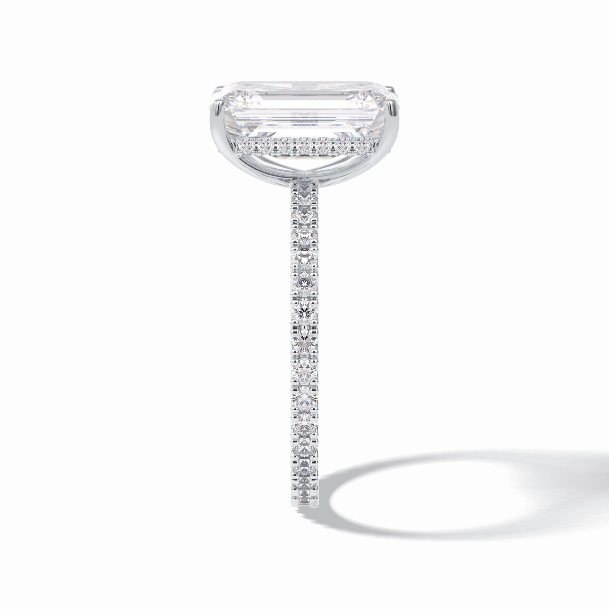 Emerald Hidden Halo & Pave Lab Grown Diamond Engagement Ring