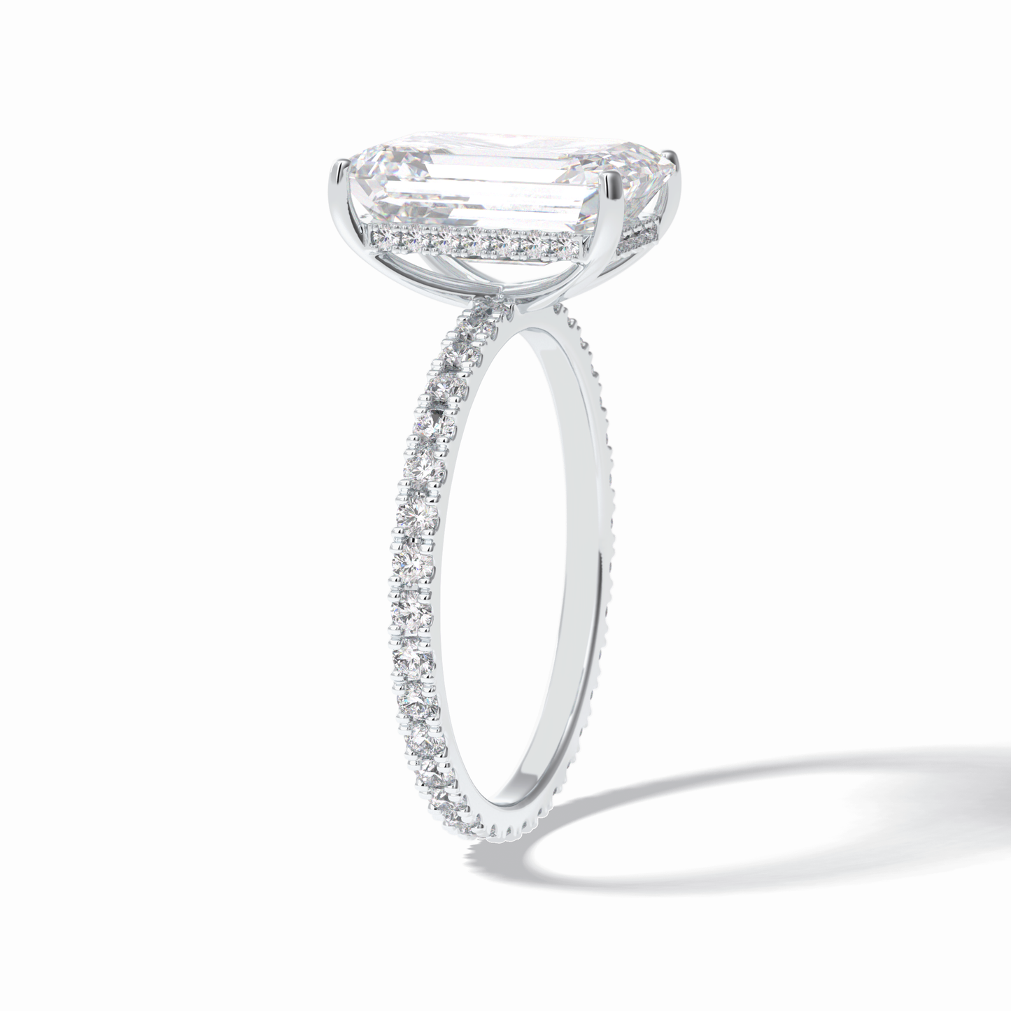 Emerald Hidden Halo & Pave Lab Grown Diamond Engagement Ring
