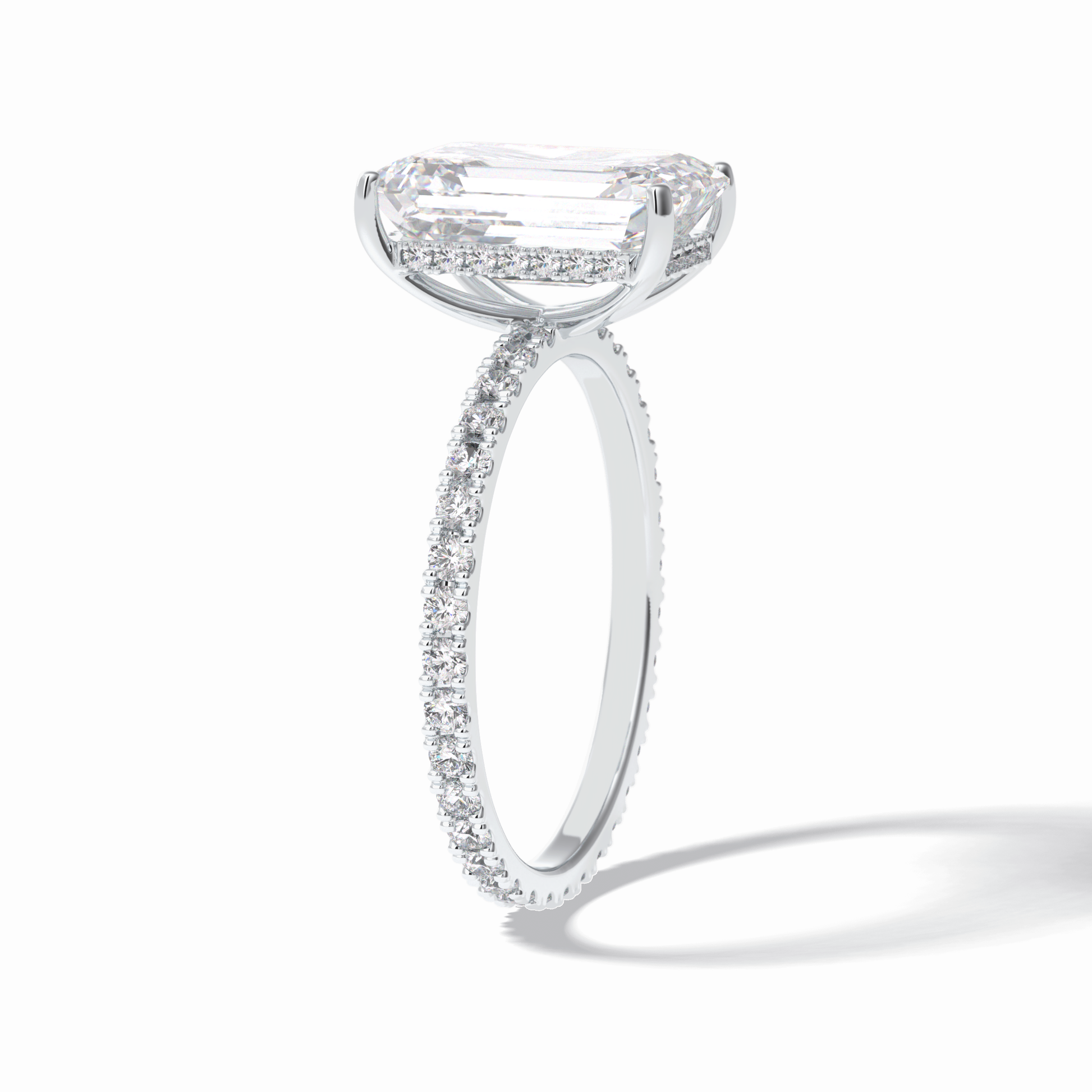 Emerald Hidden Halo & Pave Lab Grown Diamond Engagement Ring