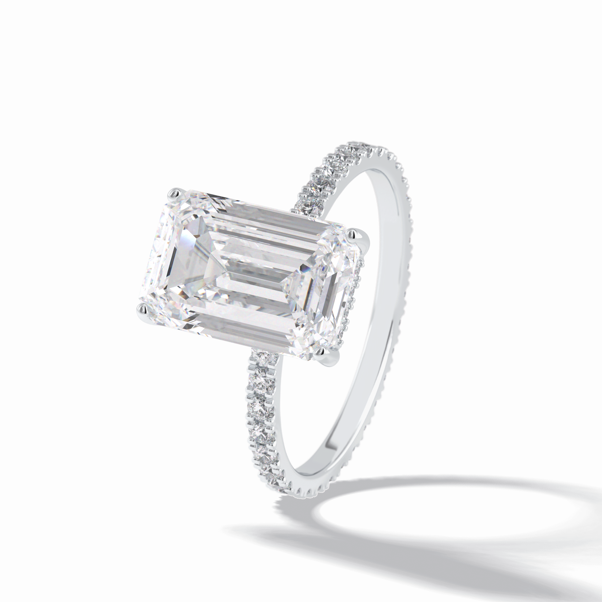 Emerald Hidden Halo & Pave Lab Grown Diamond Engagement Ring