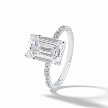 Emerald Hidden Halo & Pave Lab Grown Diamond Engagement Ring