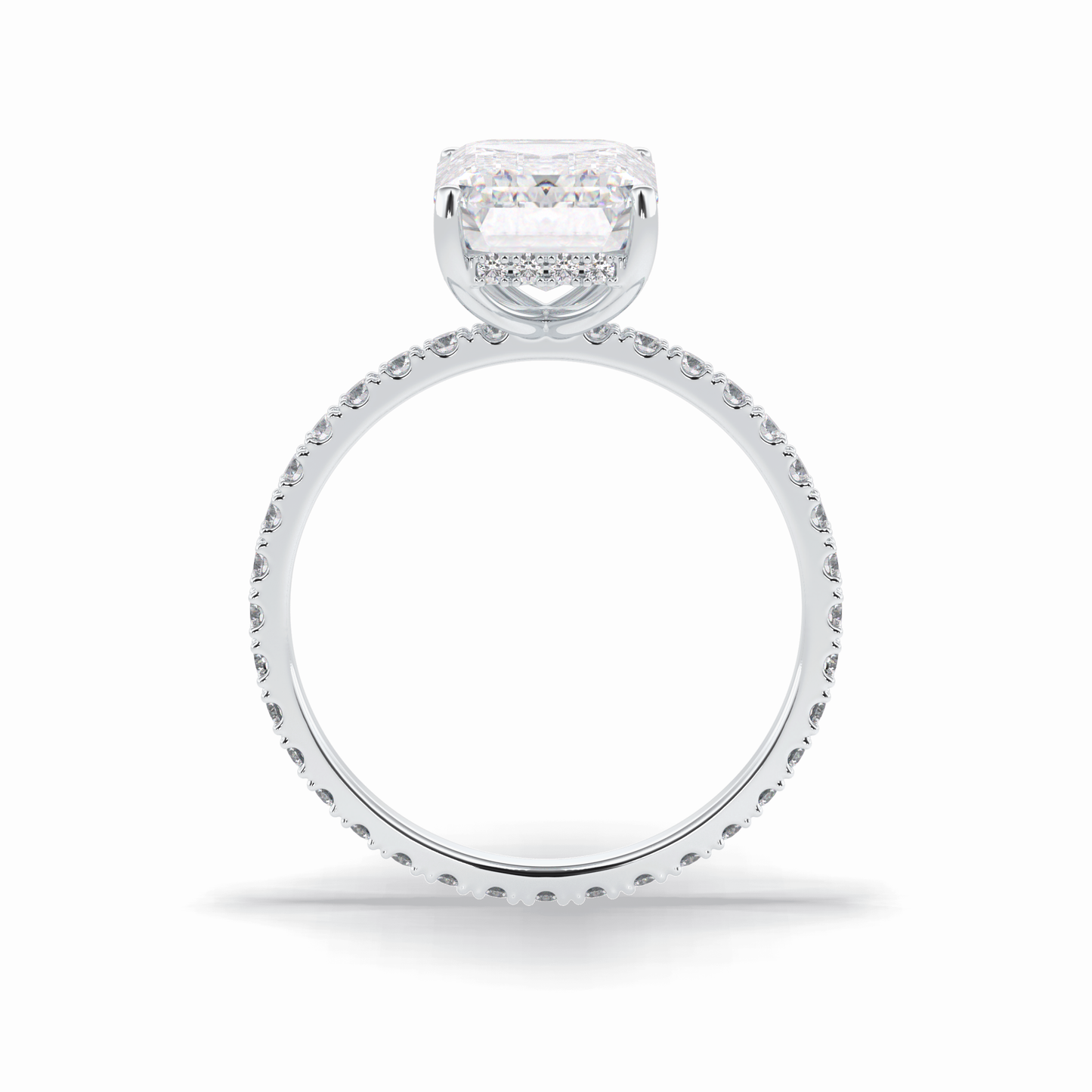 Emerald Hidden Halo & Pave Lab Grown Diamond Engagement Ring