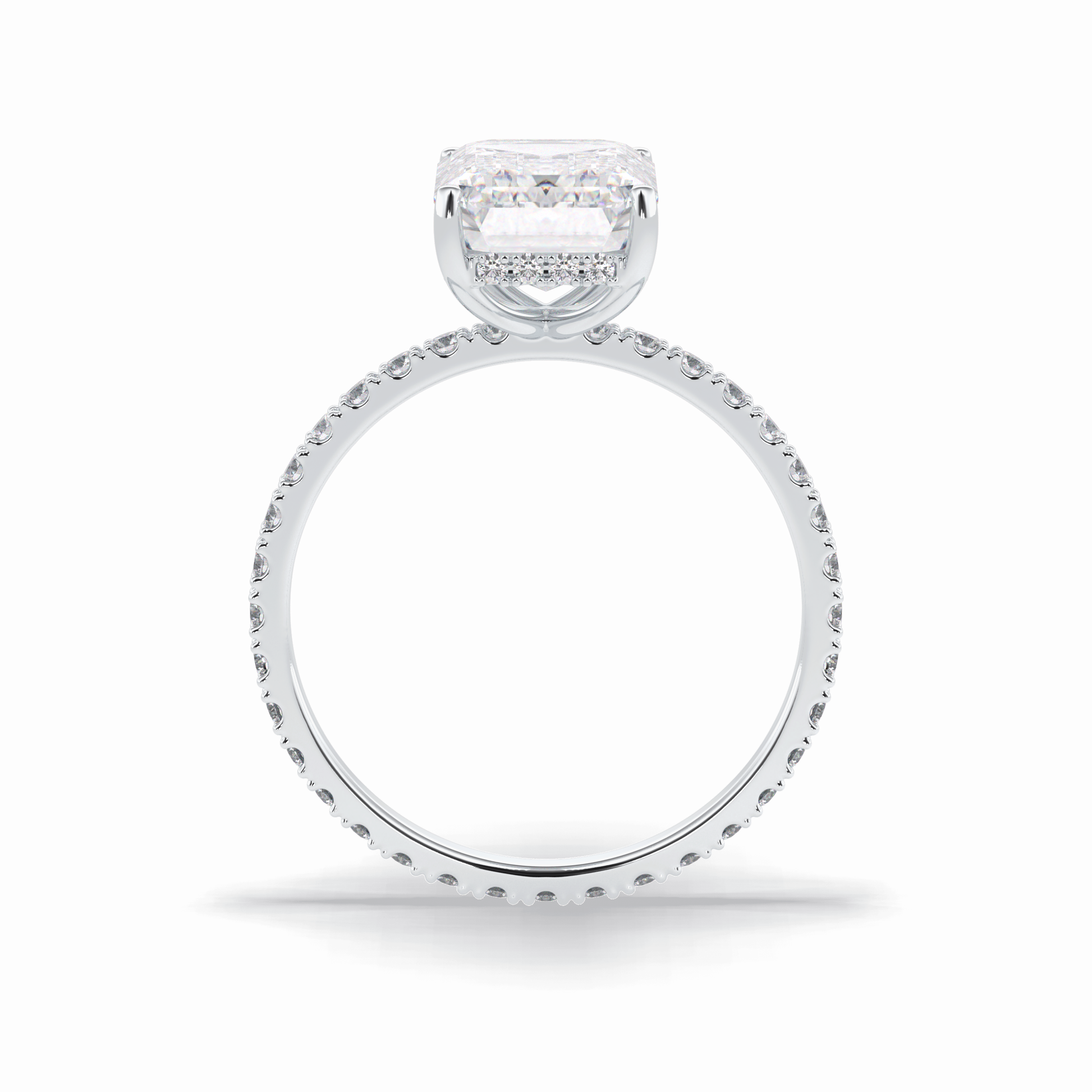 Emerald Hidden Halo & Pave Lab Grown Diamond Engagement Ring