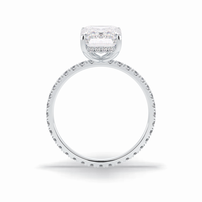 Emerald Hidden Halo & Pave Lab Grown Diamond Engagement Ring