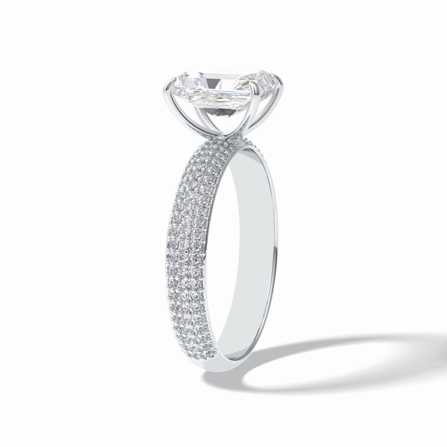 Radiant Pave Lab Grown Diamond Engagement Ring