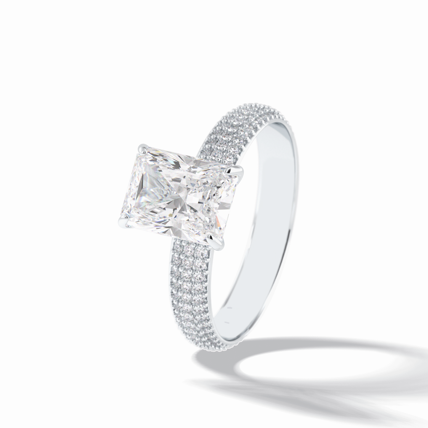Radiant Pave Lab Grown Diamond Engagement Ring