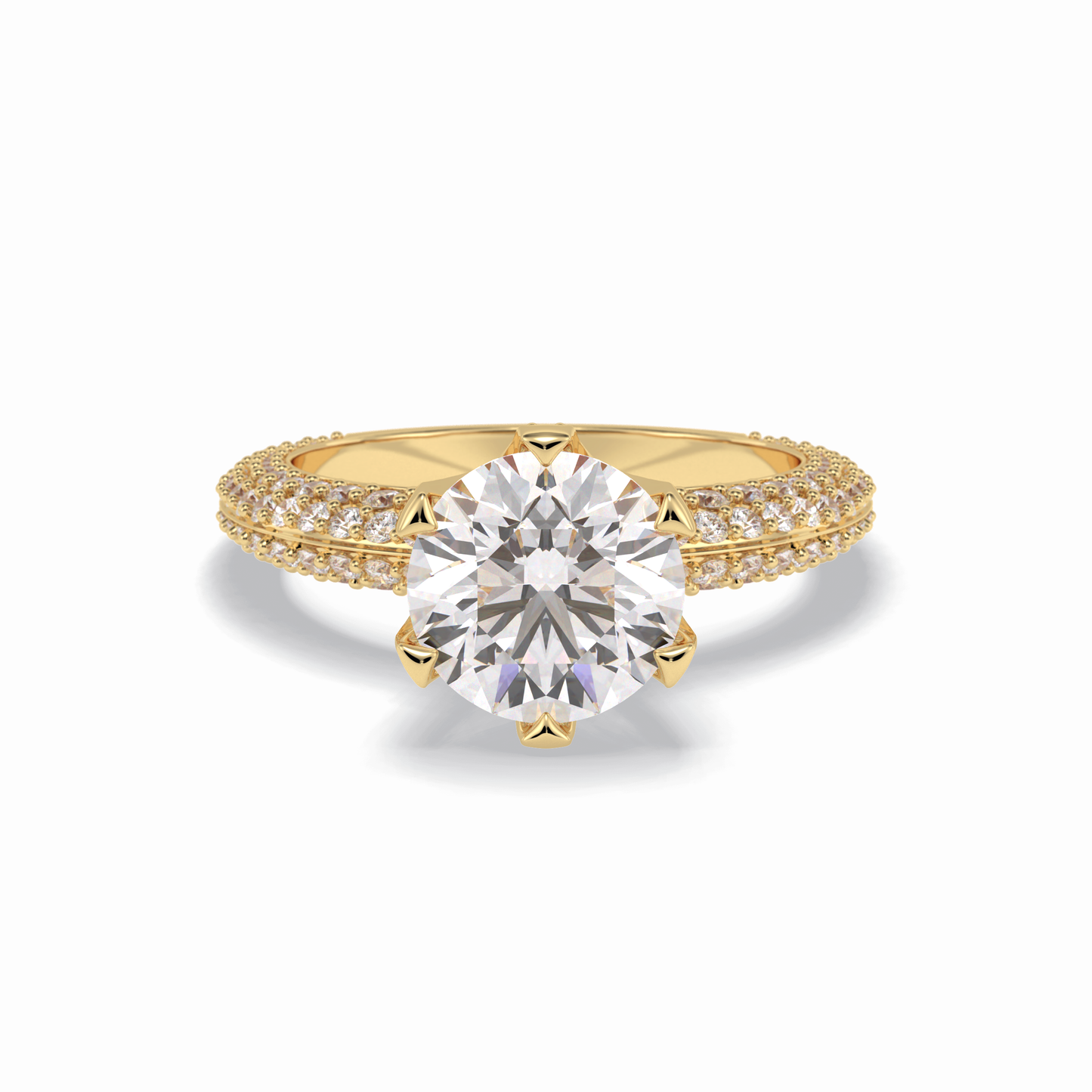Round Pave Lab Grown Diamond Engagement Ring