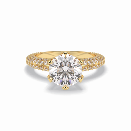 Round Pave Lab Grown Diamond Engagement Ring