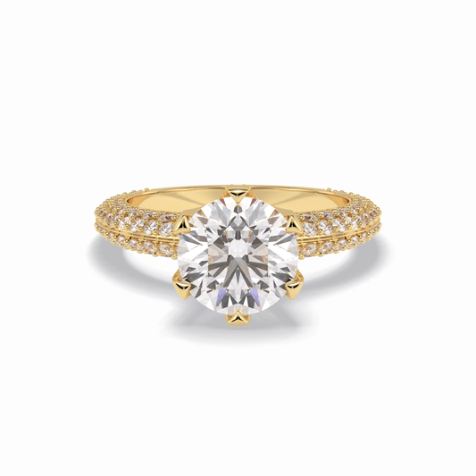 Round Pave Lab Grown Diamond Engagement Ring