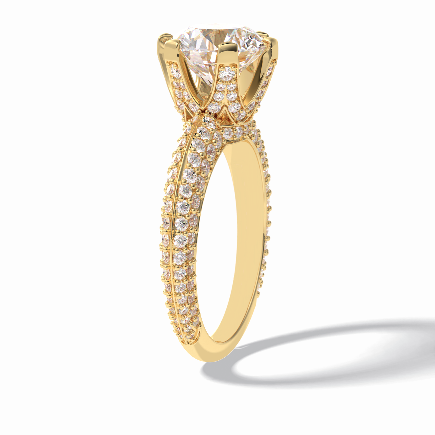 Round Pave Lab Grown Diamond Engagement Ring