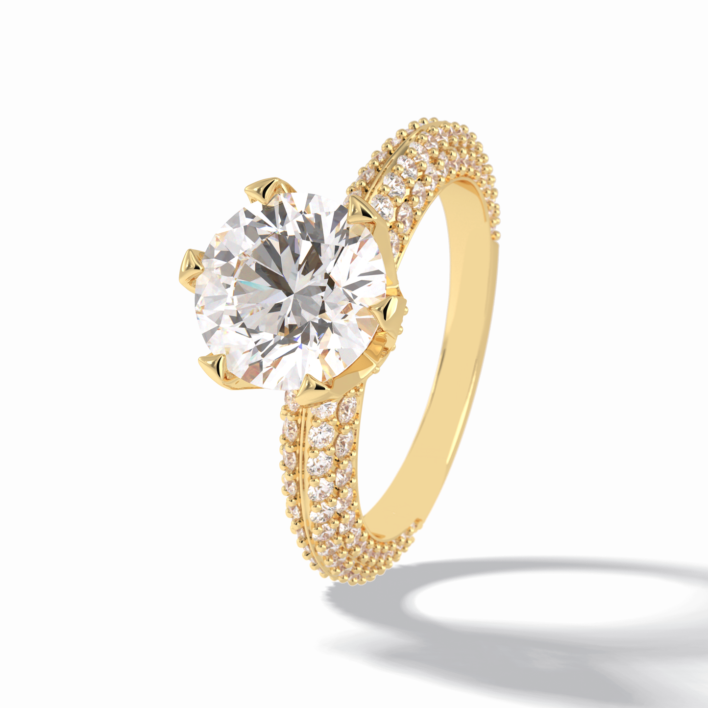 Round Pave Lab Grown Diamond Engagement Ring