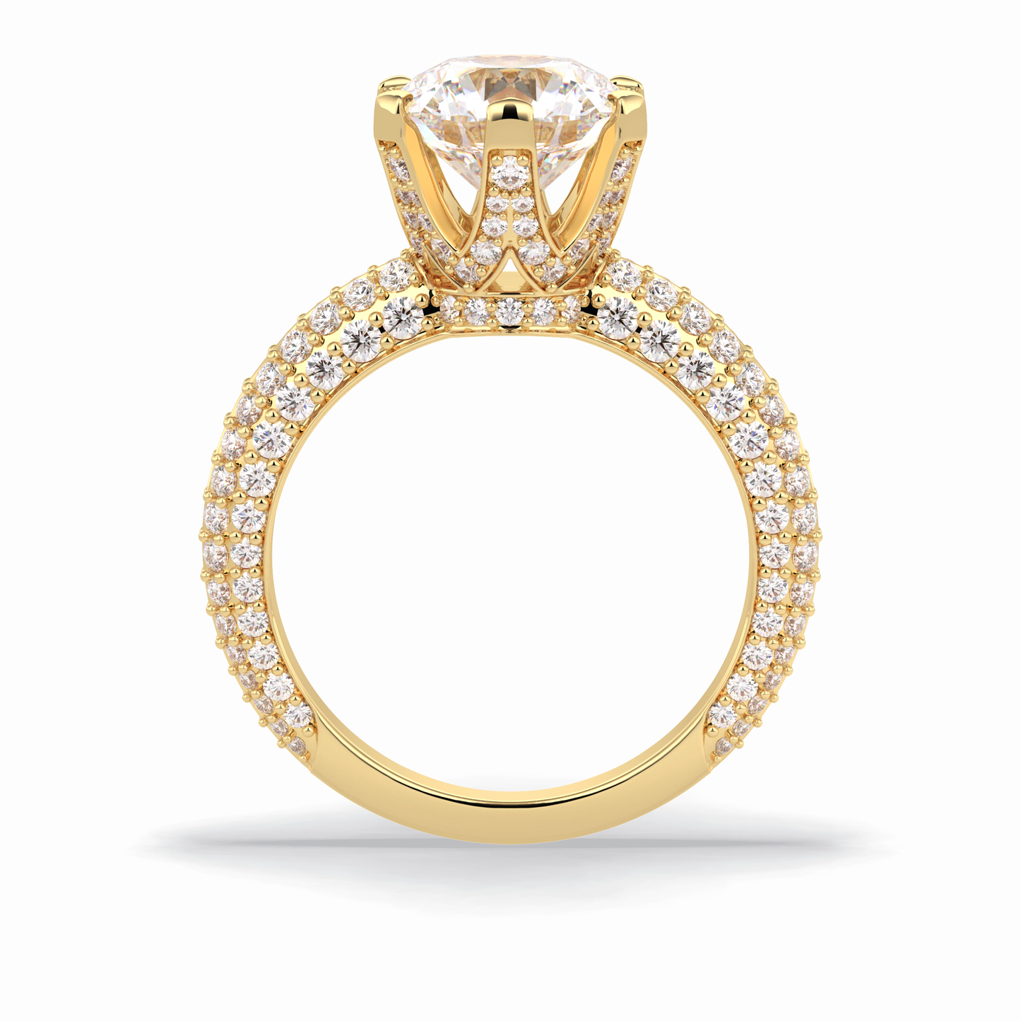 Round Pave Lab Grown Diamond Engagement Ring