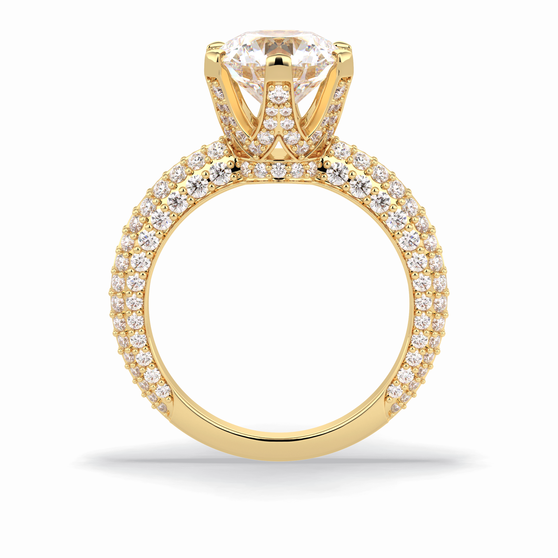 Round Pave Lab Grown Diamond Engagement Ring