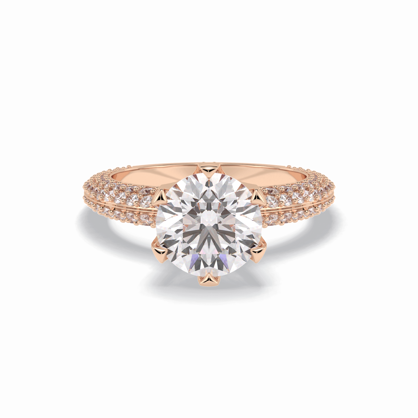 Round Pave Lab Grown Diamond Engagement Ring