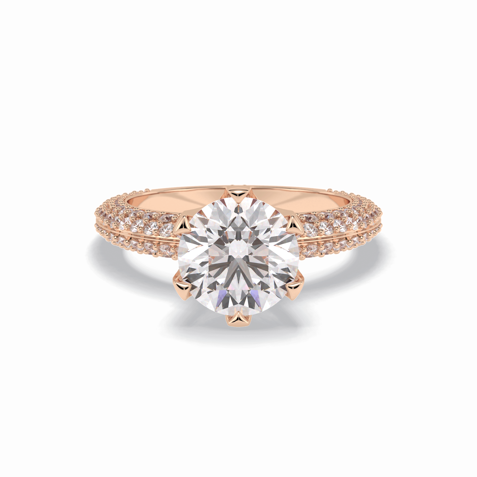 Round Pave Lab Grown Diamond Engagement Ring