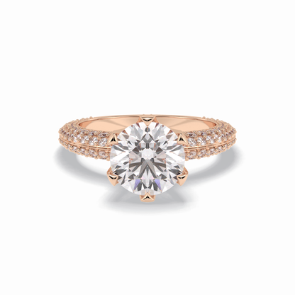 Round Pave Lab Grown Diamond Engagement Ring