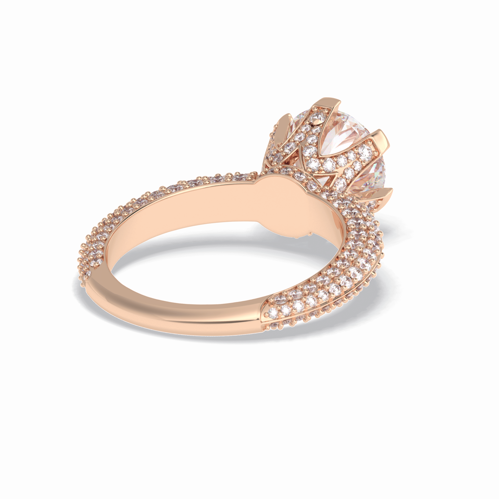 Round Pave Lab Grown Diamond Engagement Ring