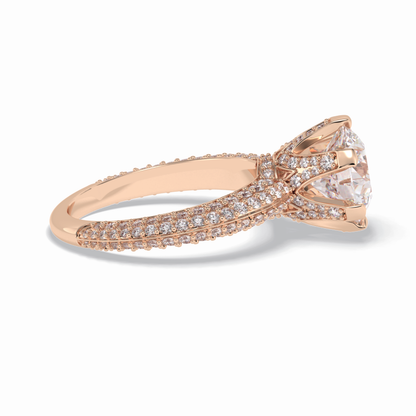 Round Pave Lab Grown Diamond Engagement Ring