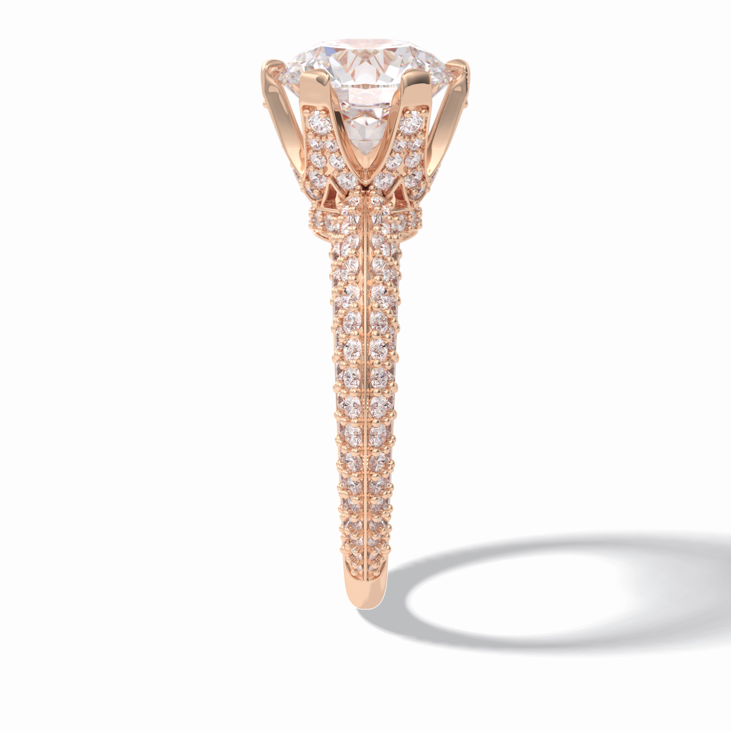 Round Pave Lab Grown Diamond Engagement Ring