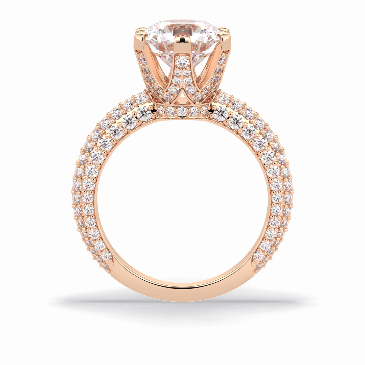 Round Pave Lab Grown Diamond Engagement Ring