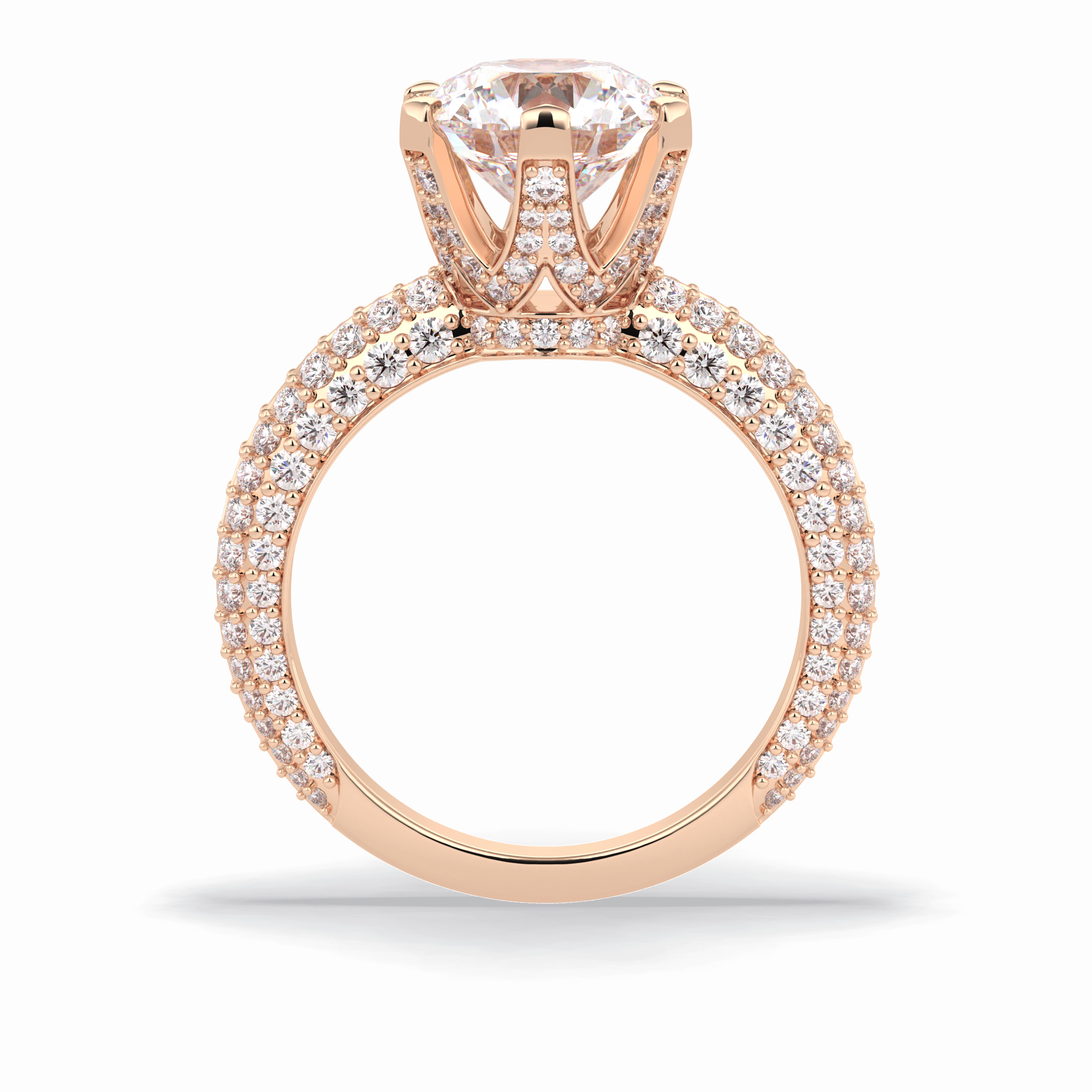 Round Pave Lab Grown Diamond Engagement Ring