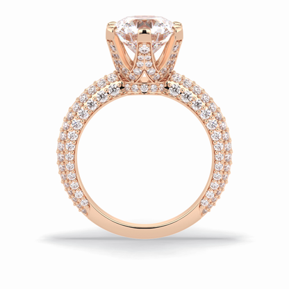 Round Pave Lab Grown Diamond Engagement Ring