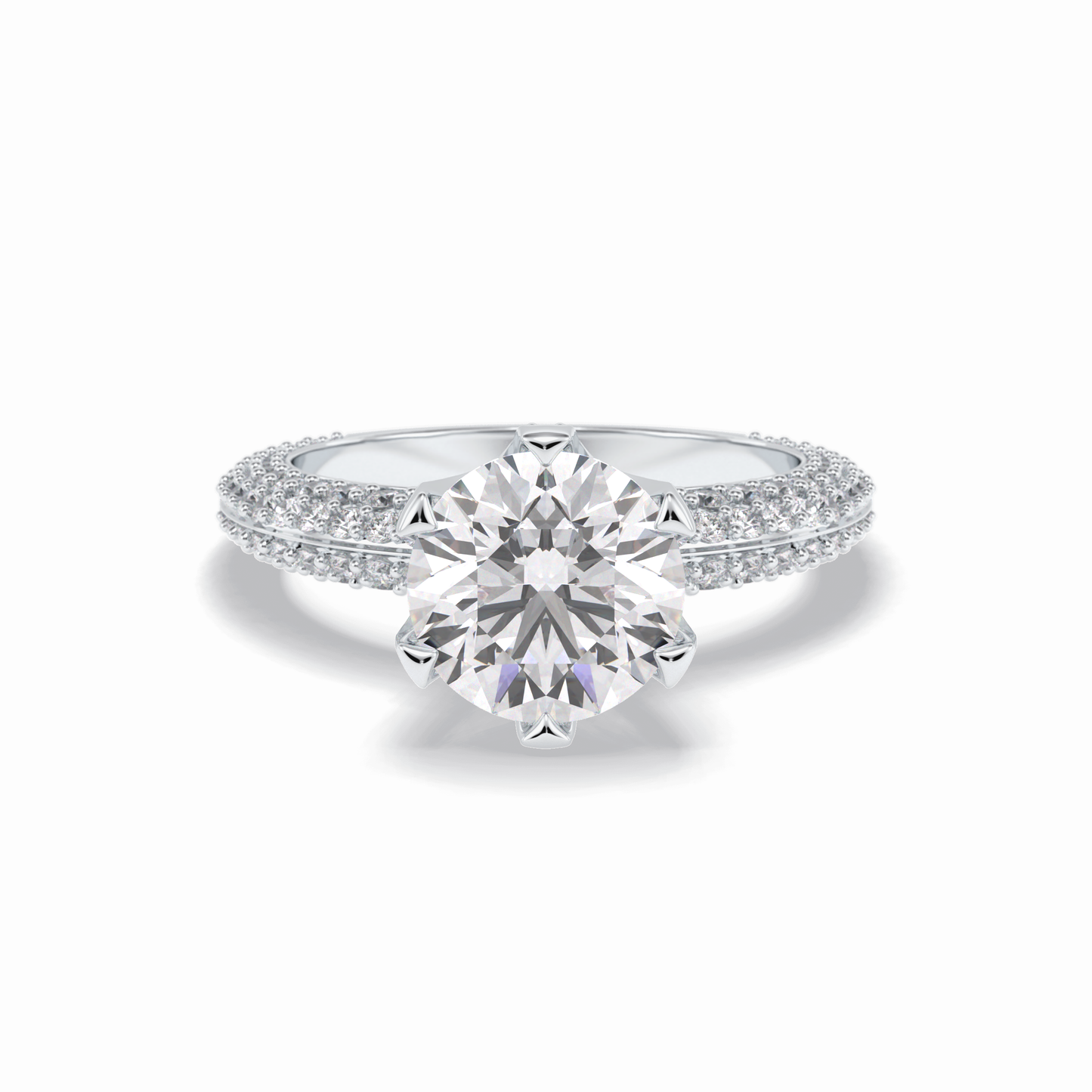 Round Pave Lab Grown Diamond Engagement Ring
