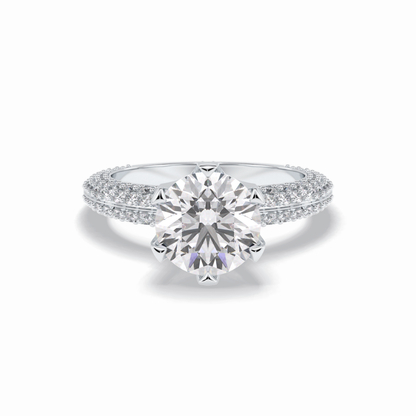 Round Pave Lab Grown Diamond Engagement Ring