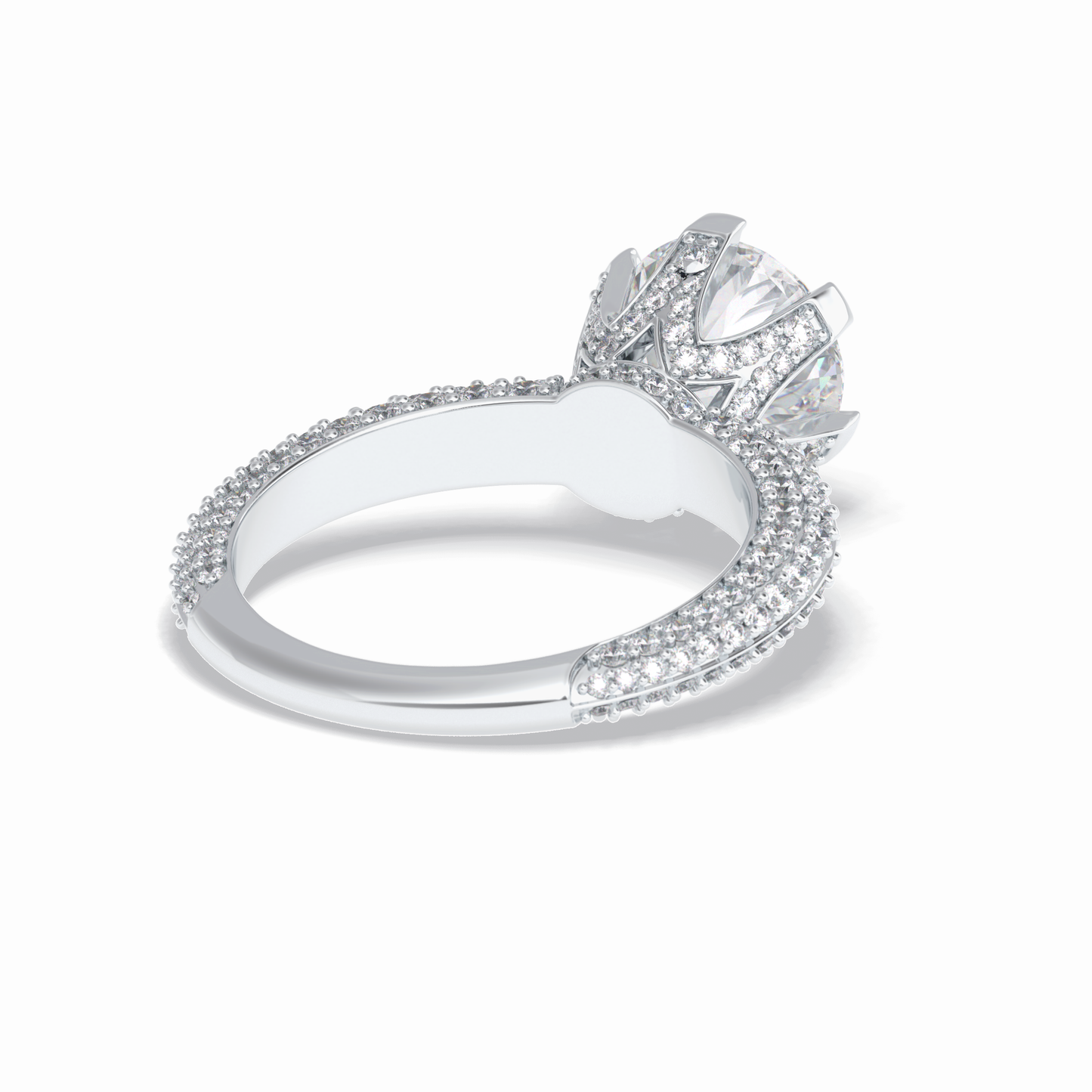 Round Pave Lab Grown Diamond Engagement Ring
