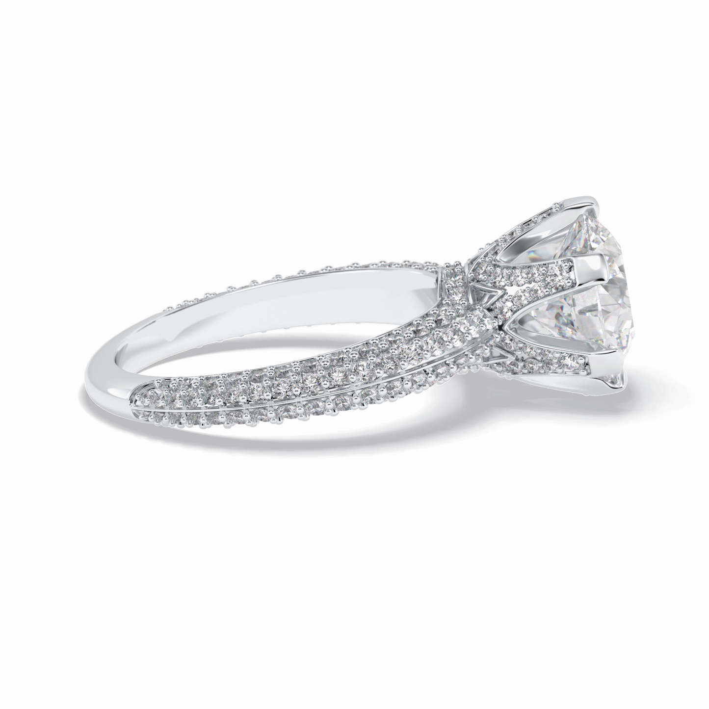 Round Pave Lab Grown Diamond Engagement Ring