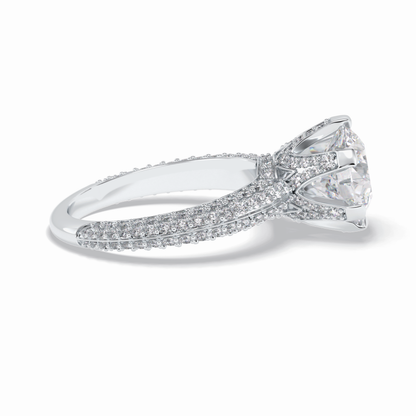 Round Pave Lab Grown Diamond Engagement Ring