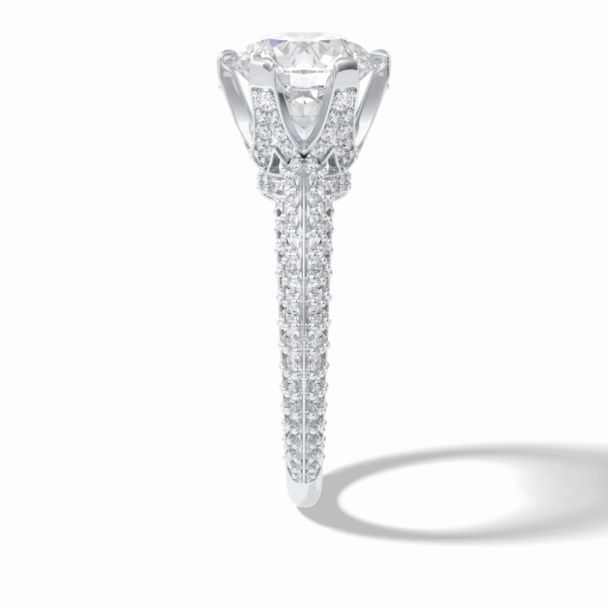 Round Pave Lab Grown Diamond Engagement Ring
